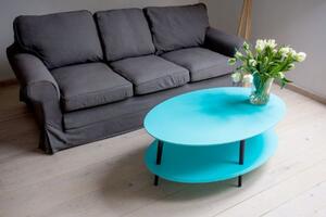 Nízký konferenční stolek OVO šířka 110 x hloubka 70 cm - petrolejově modrý