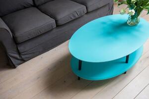Nízký konferenční stolek OVO šířka 110 x hloubka 70 cm - petrolejově modrý