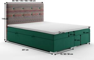 Kontinentální postel 160 cm Rinoletto (tmavě zelená + vícebarevné) (s úložným prostorem). 1020360