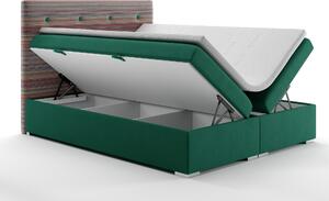Kontinentální postel 160 cm Rinoletto (tmavě zelená + vícebarevné) (s úložným prostorem). 1020360