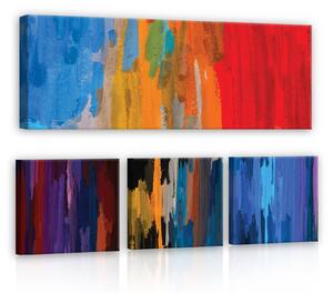 Obraz na plátně: Tahy štětcem - set 1ks 80x30 cm a 3ks 25,8x24,8 cm