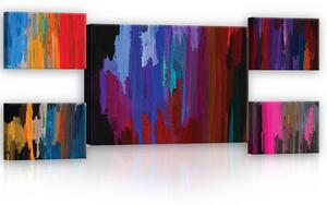 Obraz na plátně: Tahy štětcem - set 1ks 70x50 cm a 4ks 32,4x22,8 cm