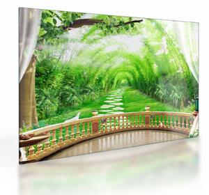 Skleněný obraz - Výhled na tropickou zahradu (70x50 cm)