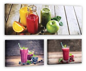 Obraz na plátně: Ovocné smoothie - set 1ks 80x30 cm a 2ks 37,5x24,8 cm