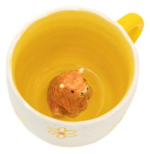Žlutý/krémový porcelánový hrnek 350 ml Surprise Highland Cow – Sass & Belle