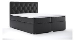 Kontinentální postel 180 cm Ronda (černá ekokůže) (s úložným prostorem). 1044324