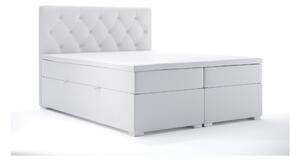 Manželská postel Boxspring 180 cm Ronda (bílá ekokůže) (s úložným prostorem). 1044321