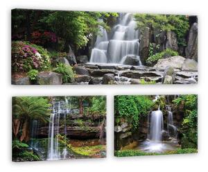 Obraz na plátně: Vodopády - set 1ks 80x30 cm a 2ks 37,5x24,8 cm