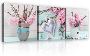 Obraz na plátně: Zátiší s hyacinty - set 3ks 25x25cm