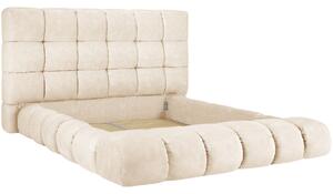 Béžová sametová dvoulůžková postel MICADONI Carter 200 x 200 cm