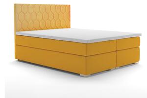 Manželská postel Boxspring 140 cm Piranno (žlutá) (s úložným prostorem). Vlastní profesionální přeprava až k Vám domů 1020341