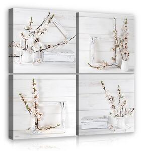 Obraz na plátně: Třešňové větvičky - set 4ks 25x25cm