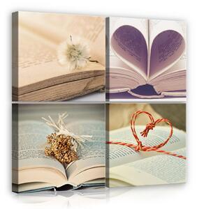 Obraz na plátně: Záložka Love - set 4ks 25x25cm