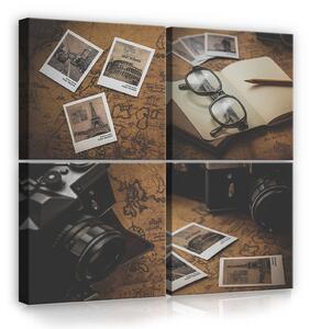 Obraz na plátně: Foto vzpomínky - set 4ks 25x25cm