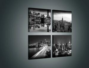 Obraz na plátně: Černobílý New York (2) - set 4ks 25x25cm