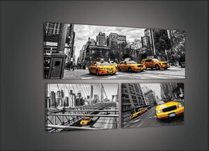 Obraz na plátně: New York Taxi (1) - set 1ks 80x30 cm a 2ks 37,5x24,8 cm