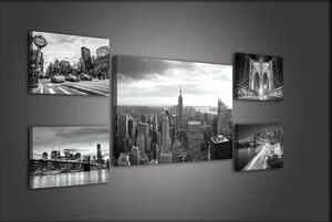 Obraz na plátně: Černobílý New York (1) - set 1ks 70x50 cm a 4ks 32,4x22,8 cm