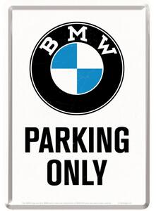 Plechová pohlednice - BMW Parking Only White