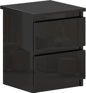 VBChome Noní stolek 30 x 26 x 38 cm erný lesklý noní stolek se 2 zásuvkami do lonice Bezruový kanceláský pokoj Moderní