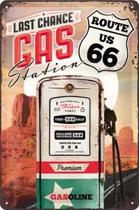 Plechová cedule: Route 66 (Gas Station) - 30x20 cm