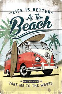 Plechová cedule: VW Life is Better at the Beach - 30x20 cm