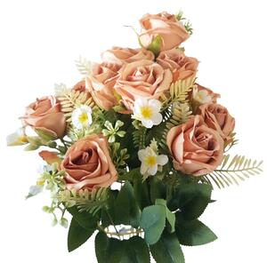 Krásná umělá kytice růží x11 50cm oranžová