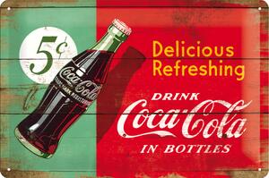 Plechová cedule: Coca-Cola (Dvoubarevná) - 20x30 cm
