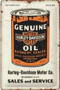 Plechová cedule: Harley-Davidson - Genuine Oil Can - 30x20 cm