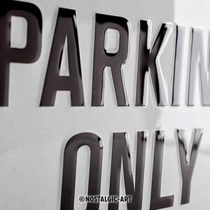 Plechová cedule: BMW Parking Only (bílá) - 40x30 cm