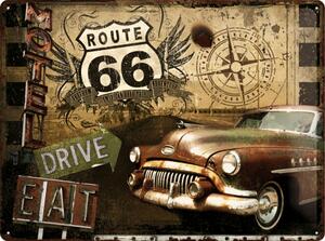 Plechová cedule – Route 66 (Drive, Eat)
