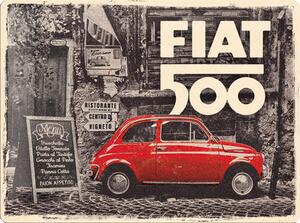 Plechová cedule: Fiat 500 (Retro) - 40x30 cm
