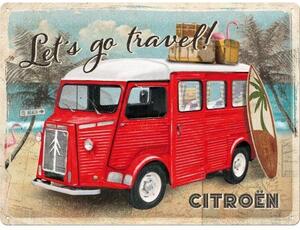 Plechová cedule: Citroen Type H - Let's go travel - 40x30 cm