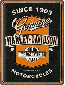 Plechová cedule: Harley-Davidson - Genuine Motorcycles Ribbon - 40x30 cm