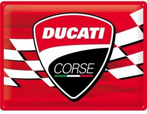 Plechová cedule – Ducati Corse - Logo Racing Flag