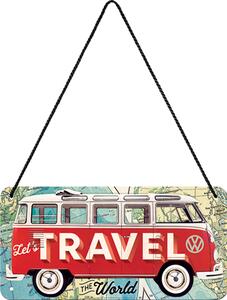 Závěsná cedule: VW Bulli (Let's Travel The World) - 10x20 cm