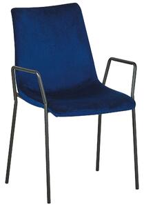 Sada 2 sametových židlí tmavě modré JEFFERSON