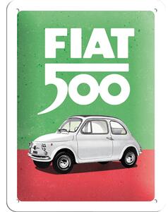 Plechová cedule: Fiat 500 (Italian Colours) - 15x20 cm