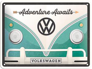Plechová cedule: Volkswagen Adventure Awaits - 15x20 cm