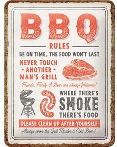 Plechová cedule: BBQ rules - 15x20 cm