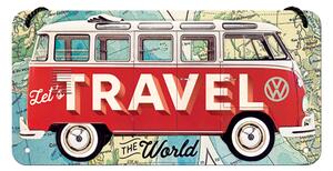 Závěsná cedule: VW Bulli (Let's Travel The World) - 10x20 cm