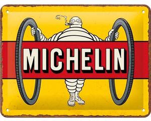 Plechová cedule: Michelin - Tyres Bibendum Yellow - 20x15 cm