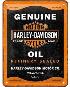 Plechová cedule: Harley-Davidson - Genuine Oil - 15x20 cm