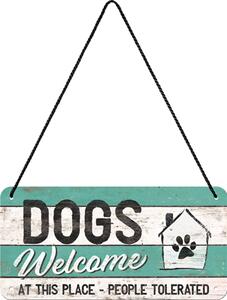Závěsná cedule: Dogs Welcome - 10x20 cm