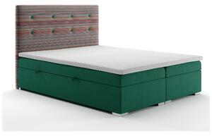 Manželská postel Boxspring 140 cm Rinoletto (tmavě zelená + vícebarevné) (s úložným prostorem). 1020359