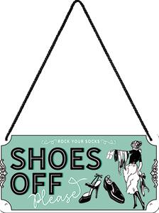 Závěsná cedule: Shoes Off - 20x10 cm