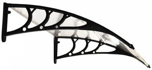 Goleto Vchodový polykarbonátový přístřešek 120 x 75 x 23 cm | transparentní - černý