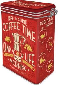 Plechová dóza s klipem - Camp Coffee Time