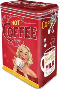 Plechová dóza s klipem - Hot Coffee Now