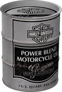 Plechová kasička barel: Harley-Davidson - Power Blend Oil