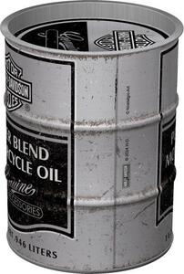 Plechová kasička barel: Harley-Davidson - Power Blend Oil